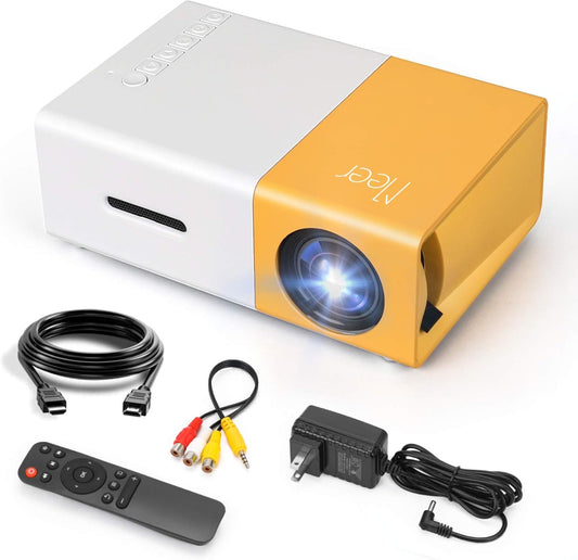 MEER YG300 mini LED projector with remote control and cables