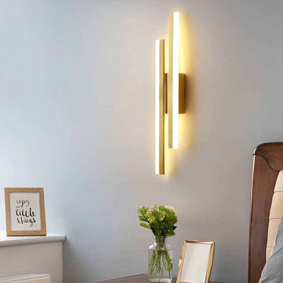 Close-up of the sconce's linear light bar