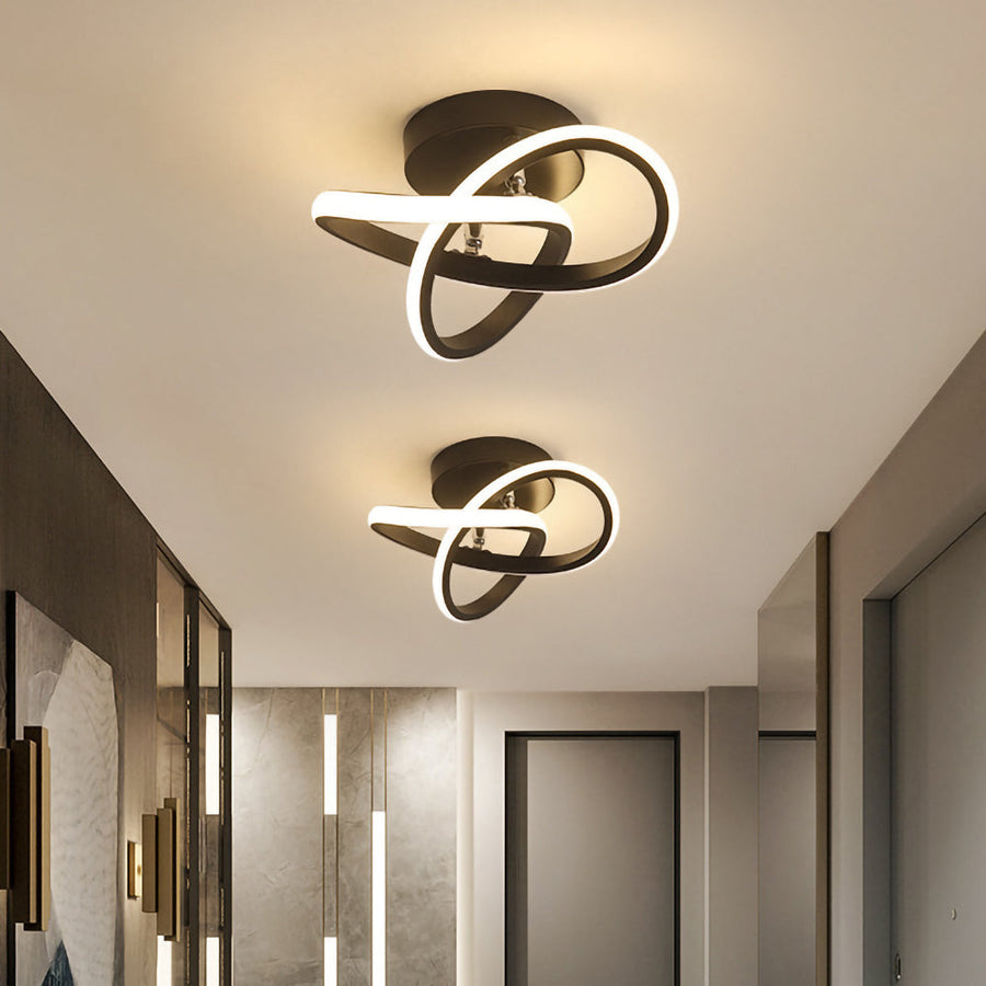 Modern geometric LED ceiling light close-up detail