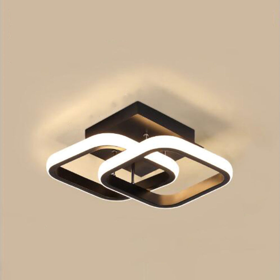 Modern geometric LED ceiling light glowing cool light
