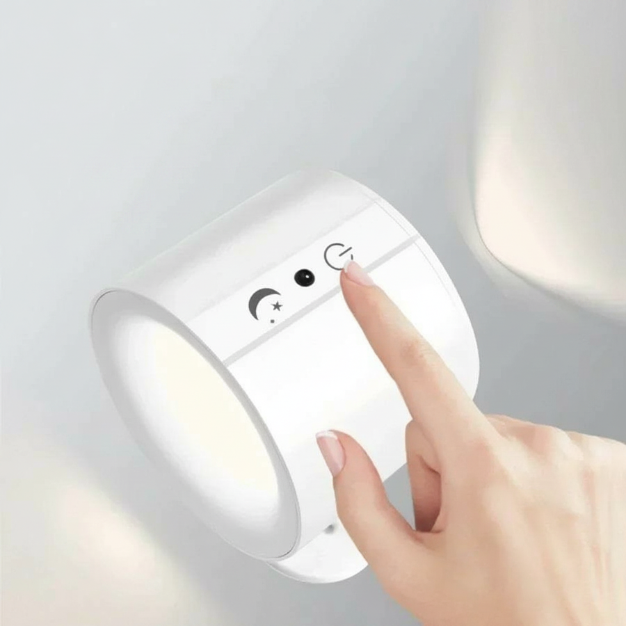 White magnetic LED wall lamp with touch control