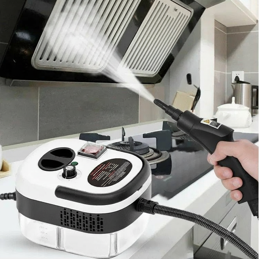 Steam cleaner removing grease from a stove vent filter