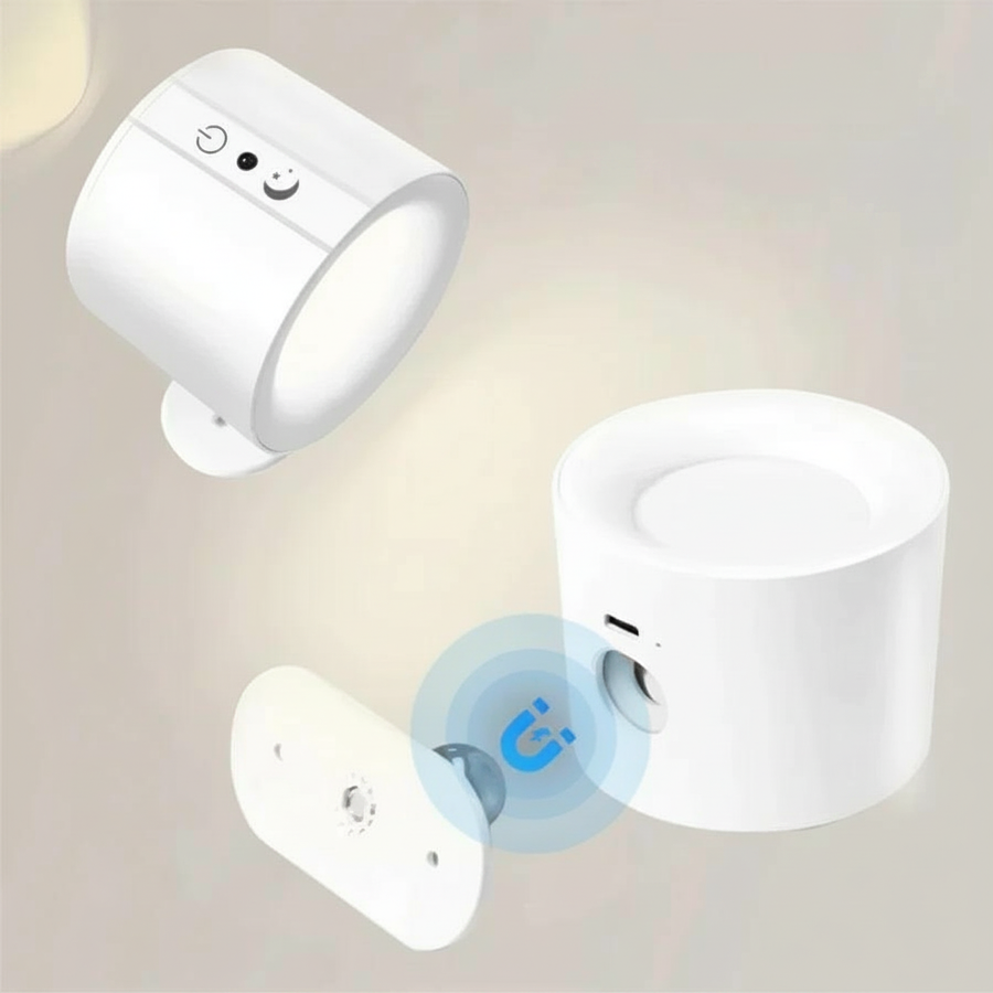 White LED wall lamp with magnetic mount – removable lamp head