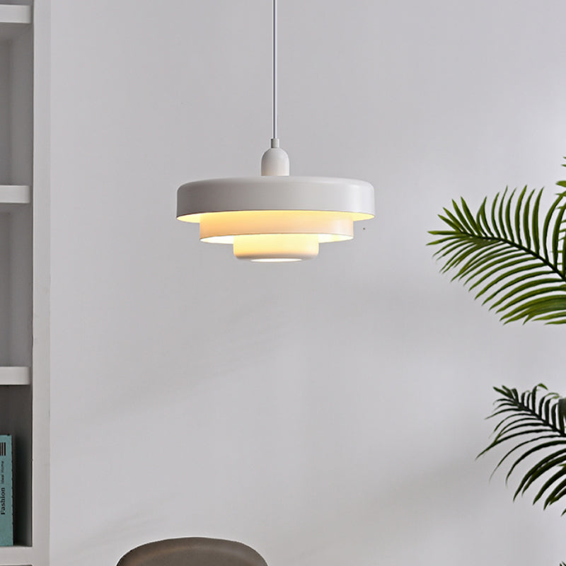 Side angle of the pendant light showing its curved shape