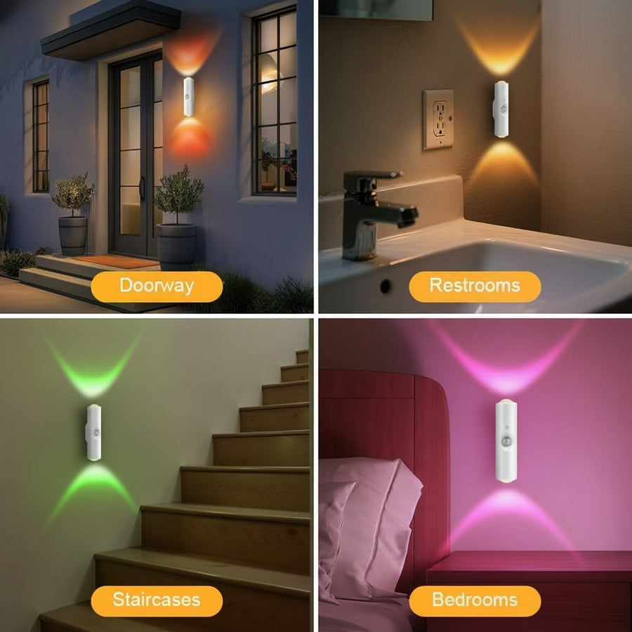 Magnetic LED wall light installed in a hallway