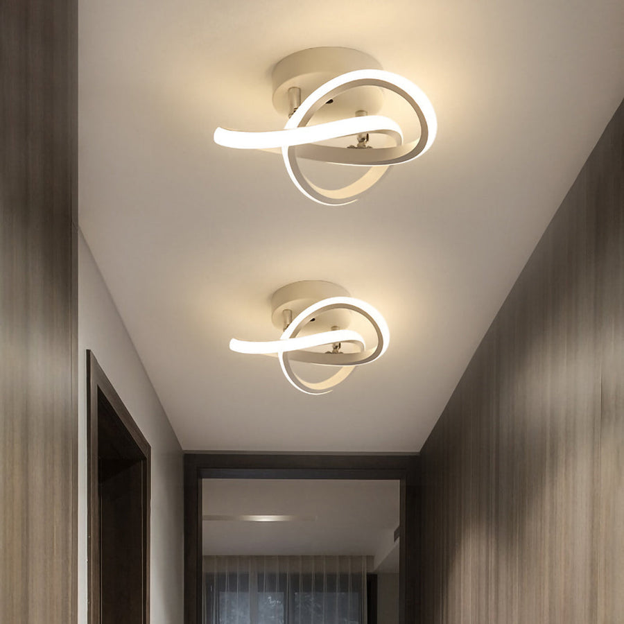 Modern geometric LED ceiling light side angle view