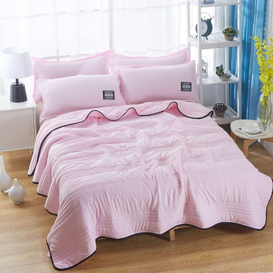 Cooling blanket shown in light blue color