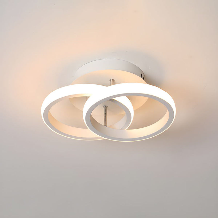 Modern geometric LED ceiling light full room view