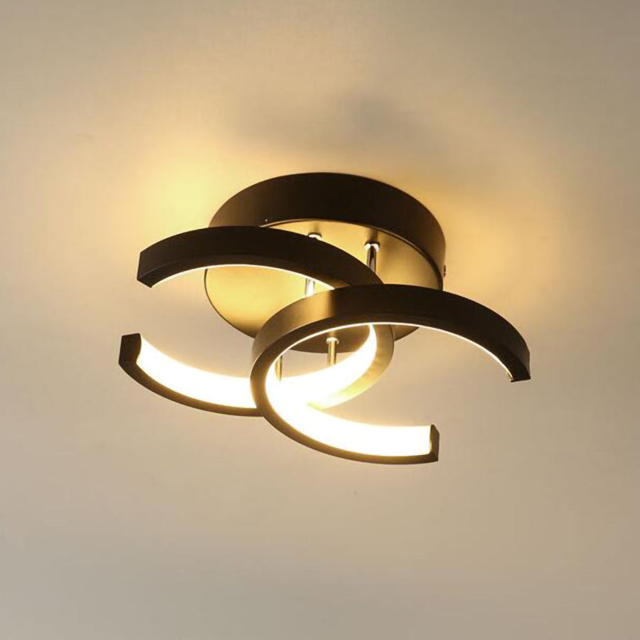 Modern geometric LED ceiling light white finish