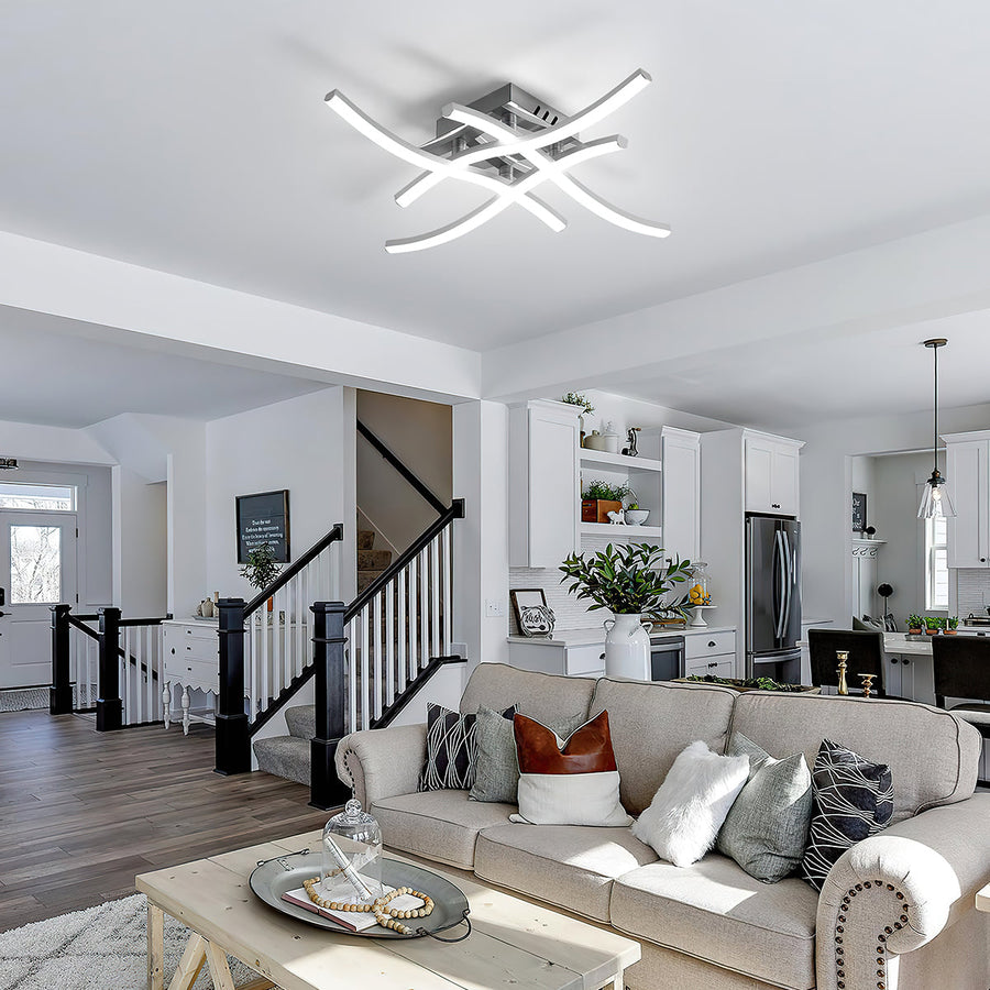 Ceiling light mounted showing warm light output