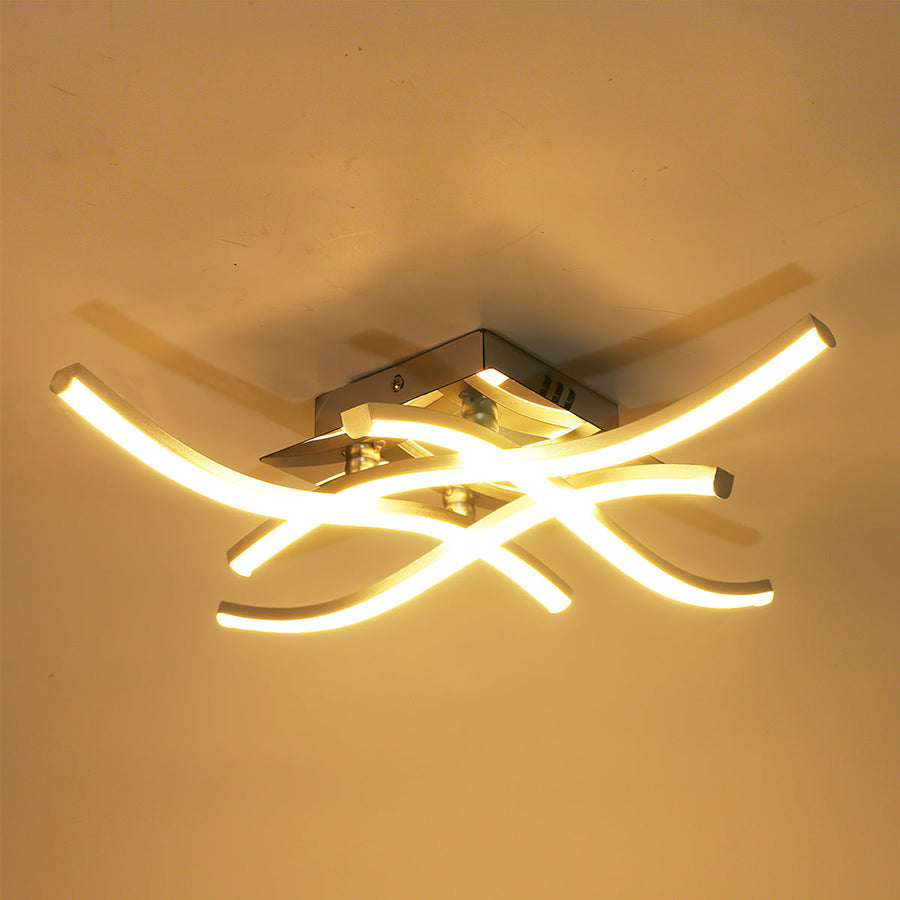 Modern LED ceiling light illuminated in a room