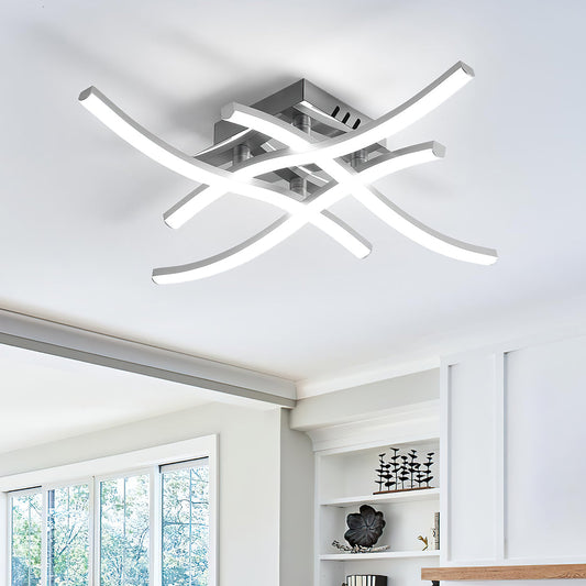 Modern flush mount LED ceiling light in silver finish