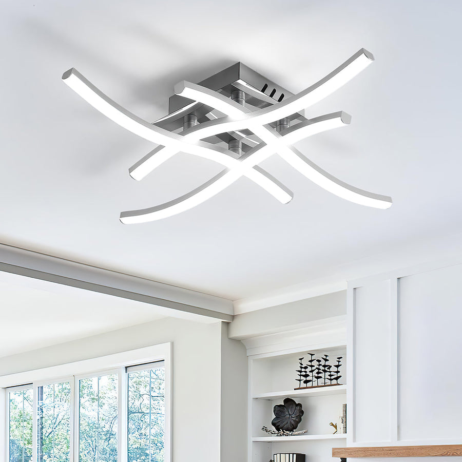 Modern flush mount LED ceiling light in silver finish