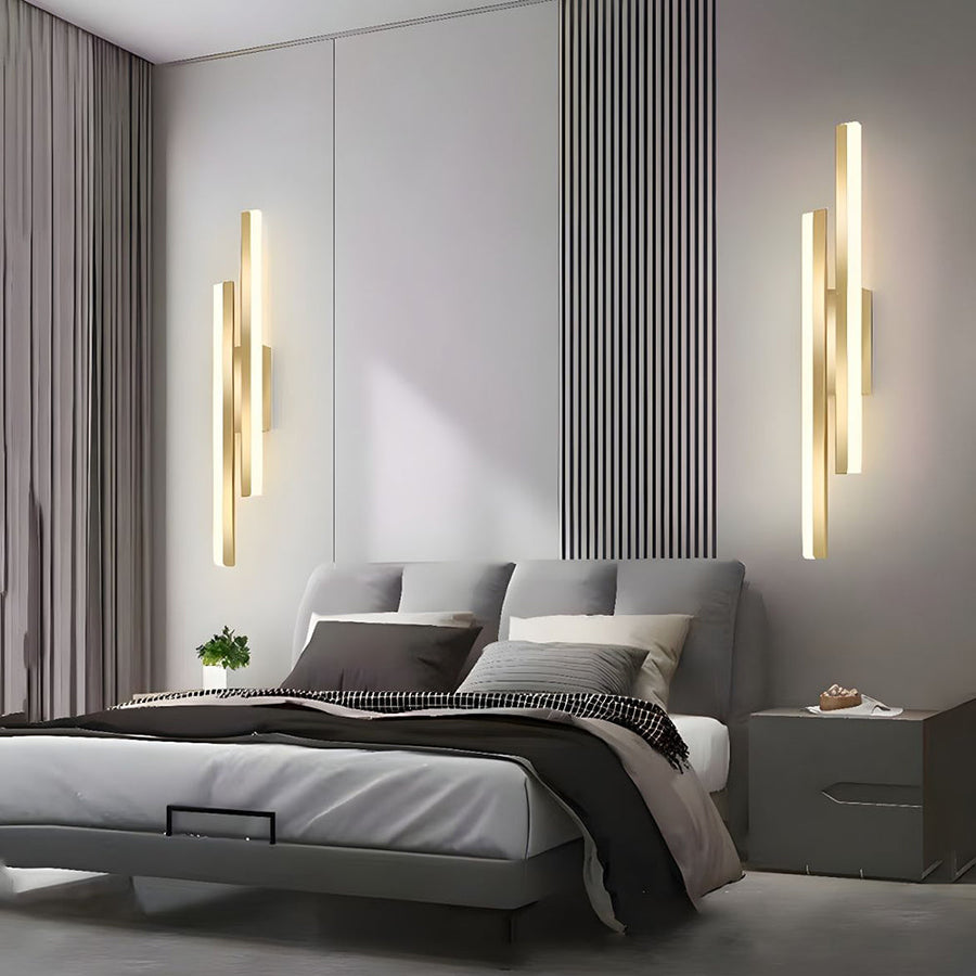 Linear LED wall sconce full view on white background