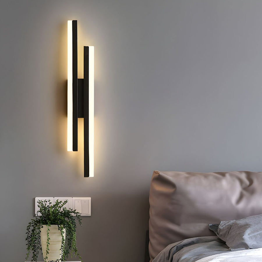 Linear LED wall sconce shown in gold finish