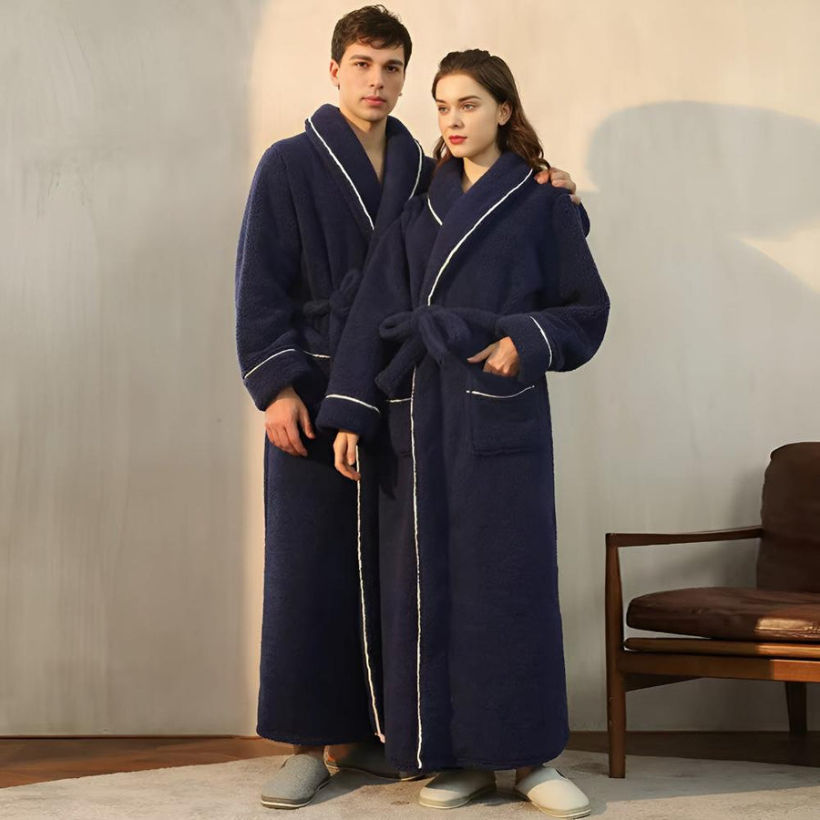 Bathrobe with belt and pockets folded neatly