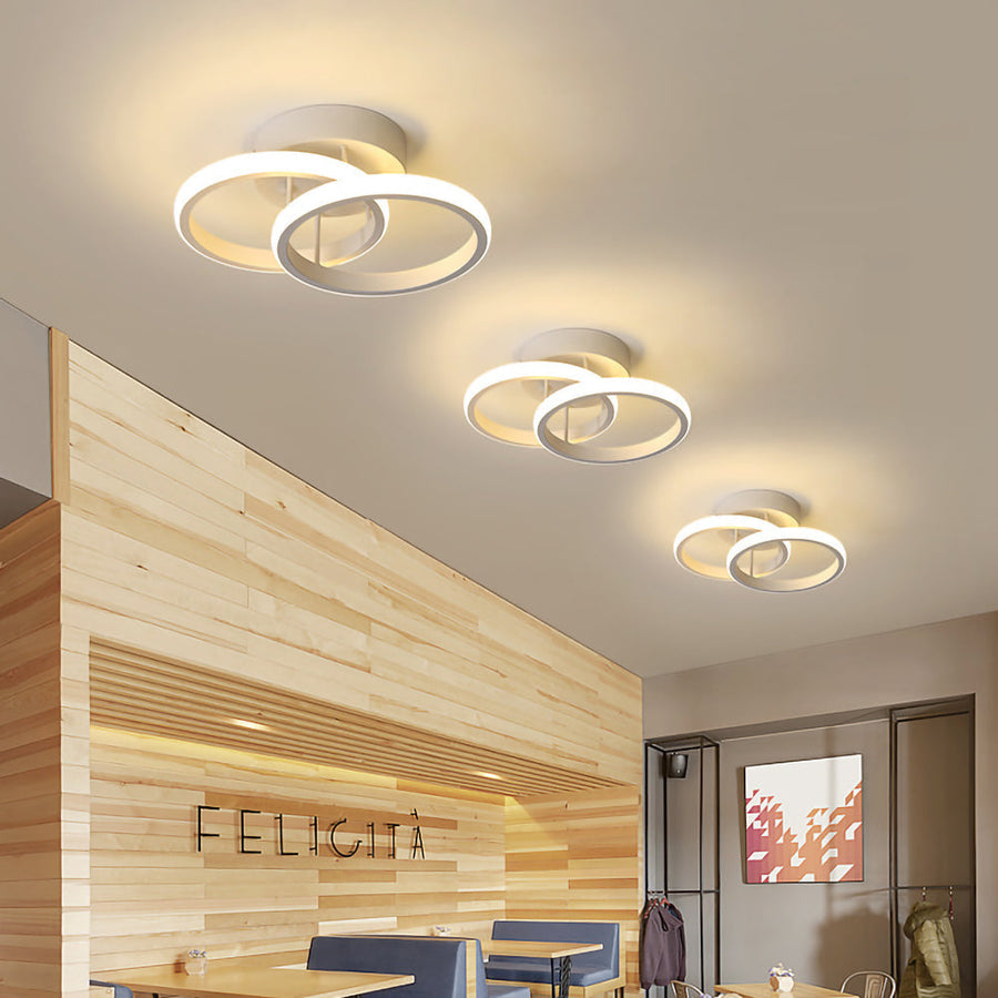 Modern geometric LED ceiling light underside view