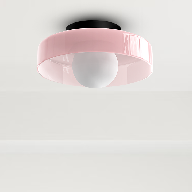 Minimalist LED flush mount ceiling light shown in green finish