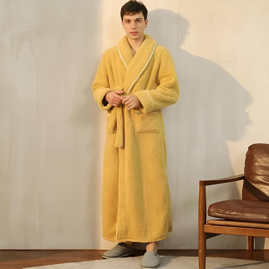 Detail of the sleeve cuff on the bathrobe