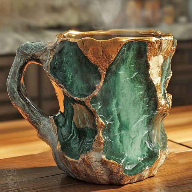 Side view highlighting the mug's handle and shape
