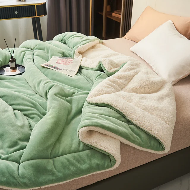Throw blanket laid flat on a bed