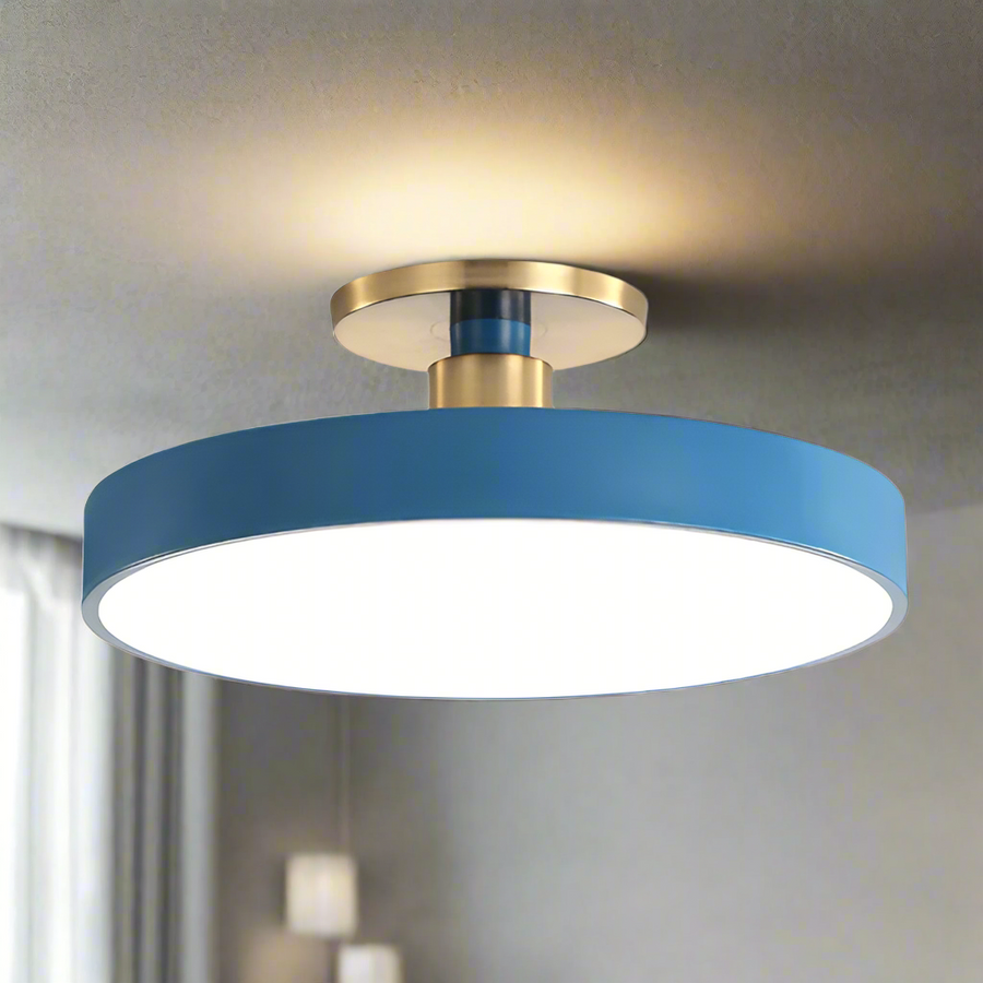 Round ceiling light displayed in a living room setting