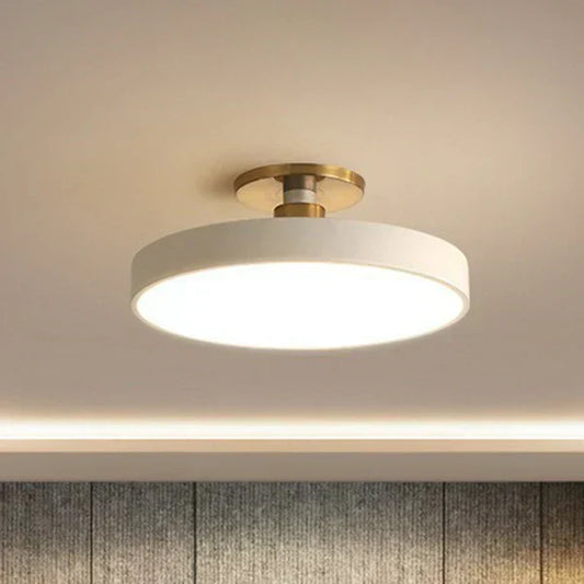 Minimalist round flush mount ceiling light in white