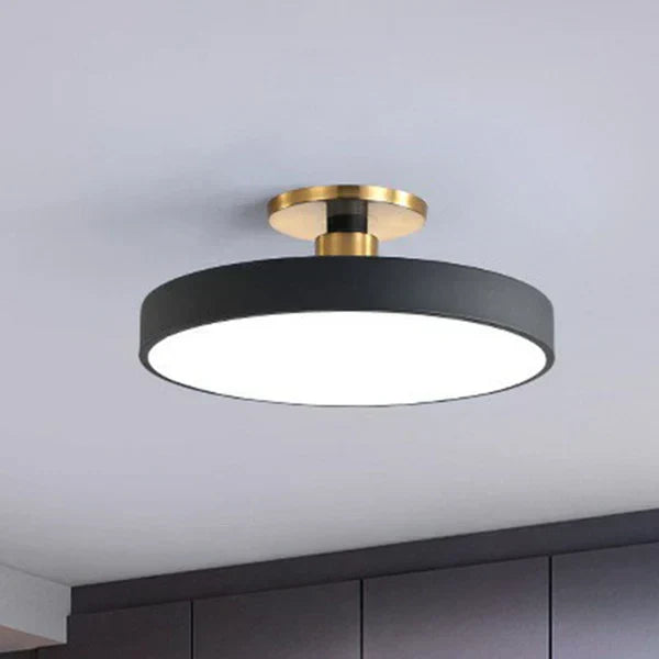 Close-up view of the round ceiling light design