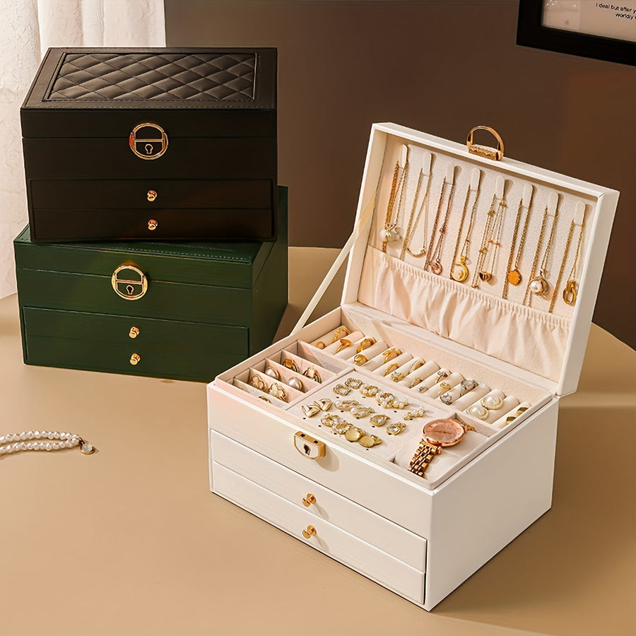 Close-up of the jewelry box interior compartments