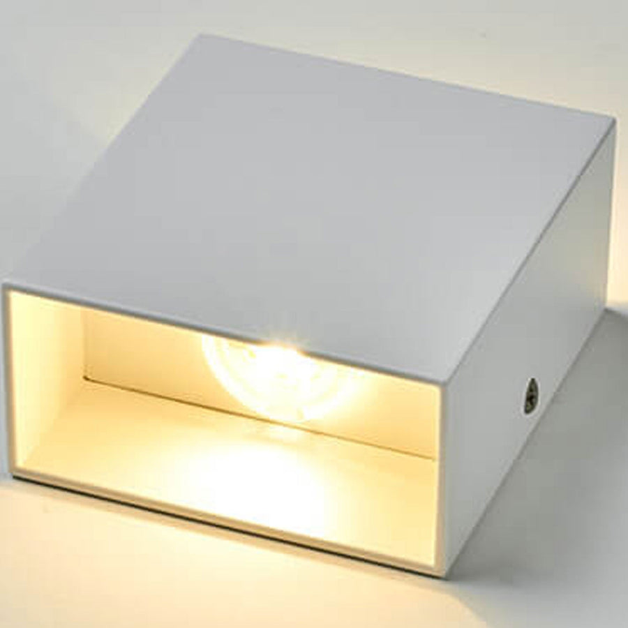 Outdoor wall lamp shown in black and white color options