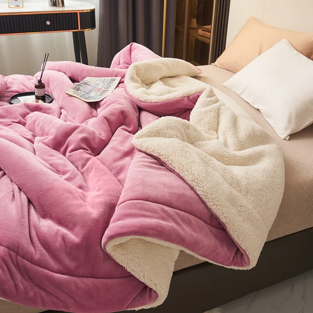 Blanket shown in navy blue color option