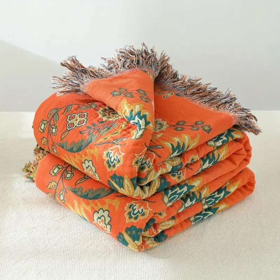Detail shot of the Marigold throw blanket edge