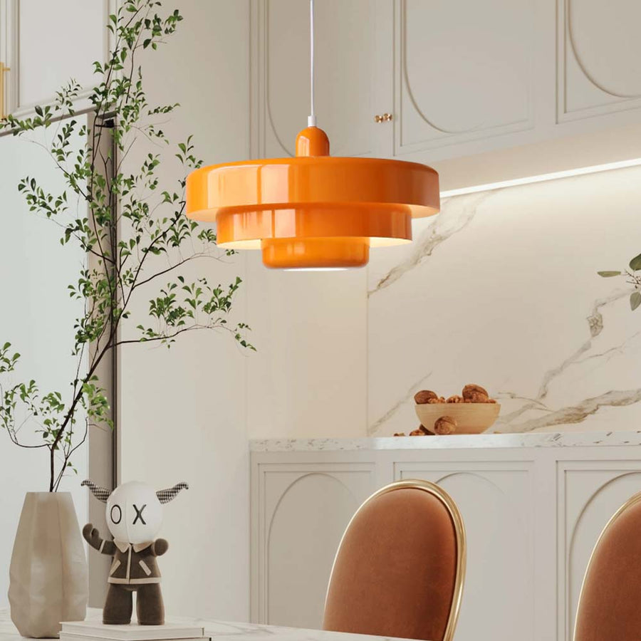 Retro pendant light in a hallway setting