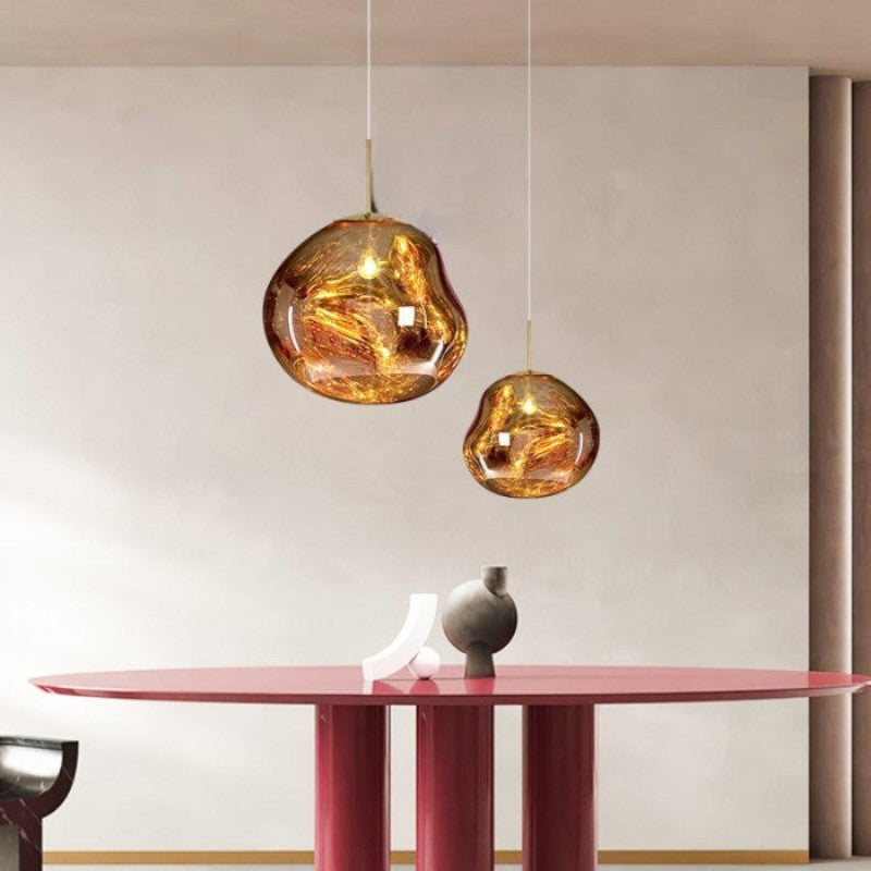 Pendant light installed above a kitchen island