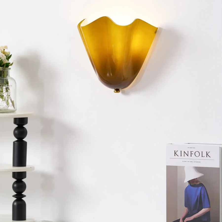 LED wall sconce shown in brown shell design