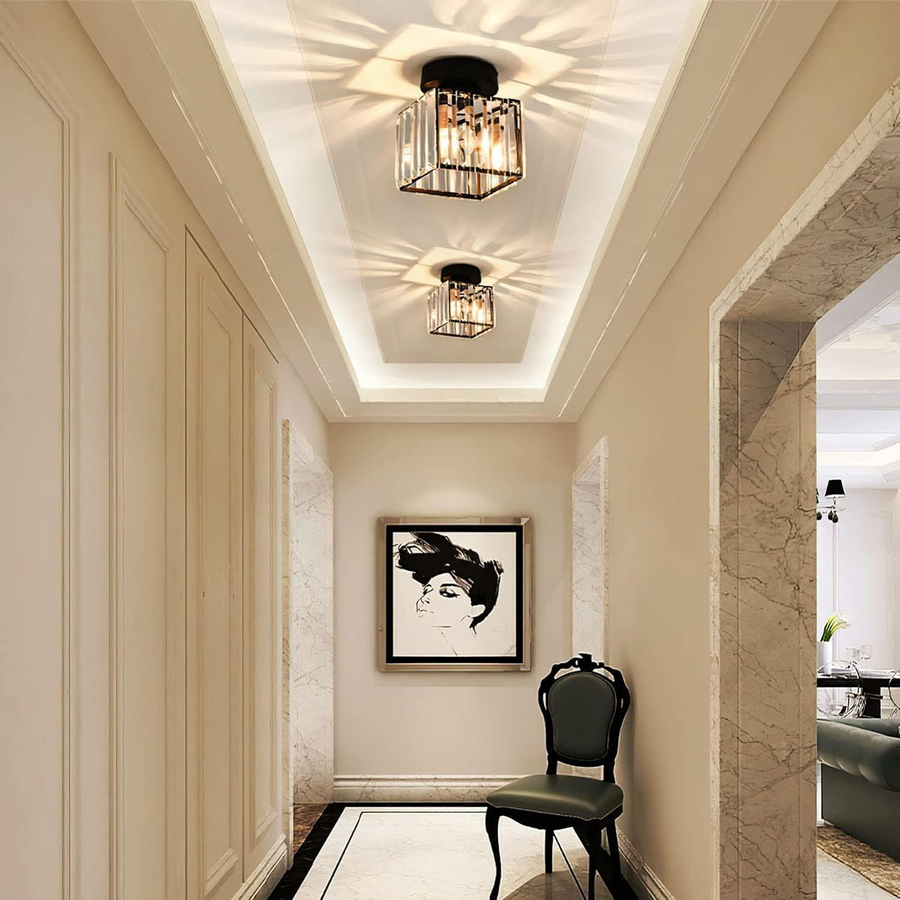 Modern ceiling light installed on a porch