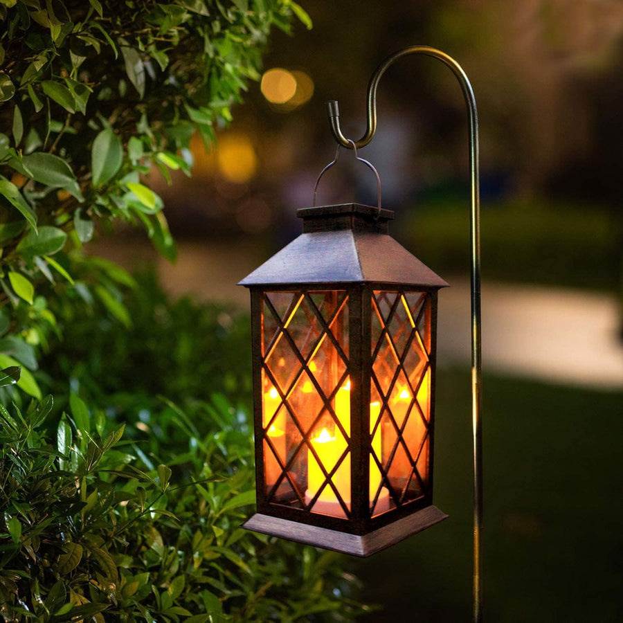 Close-up detail of the hanging outdoor lantern