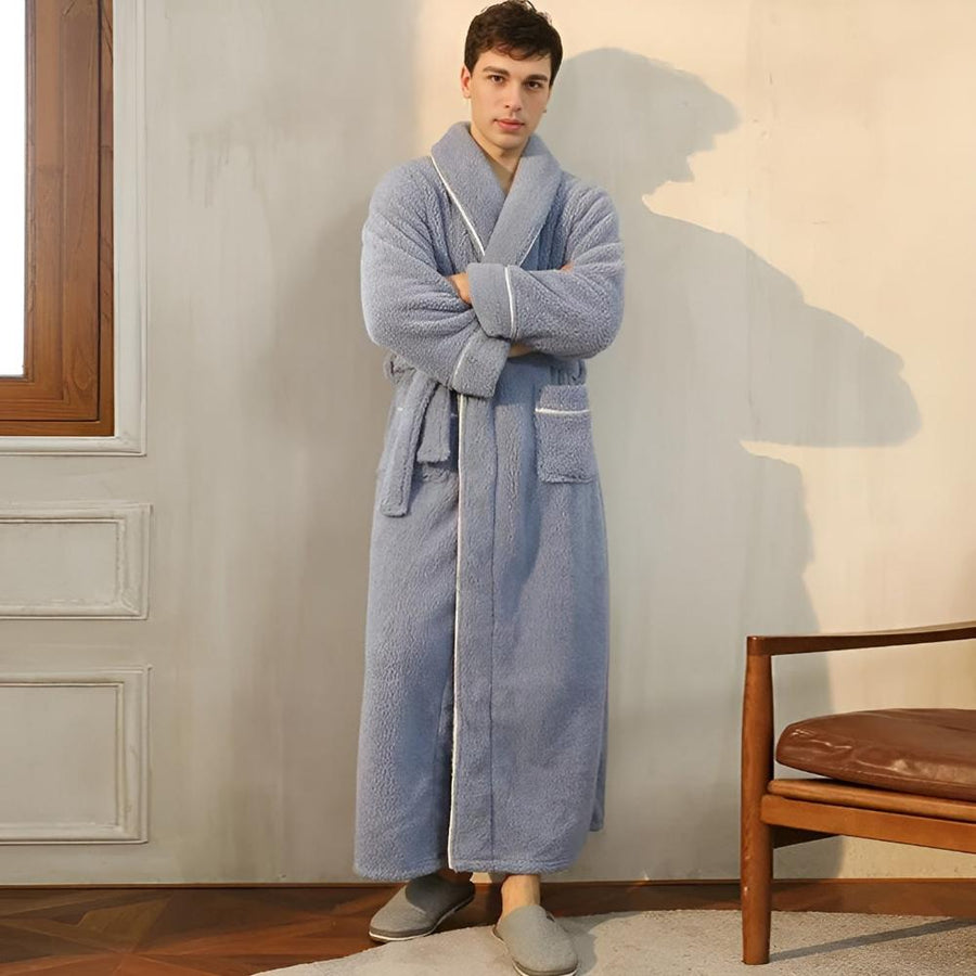 Bathrobe hanging on a wall hook