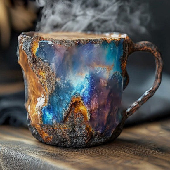 Close-up of the mug's textured exterior surface