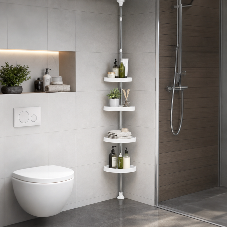 Top clamp mechanism securing the pole to the ceiling.