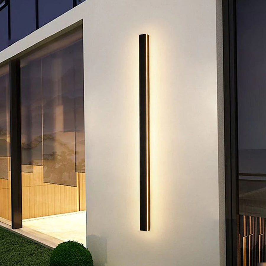 Close-up of the linear LED strip inside the wall light