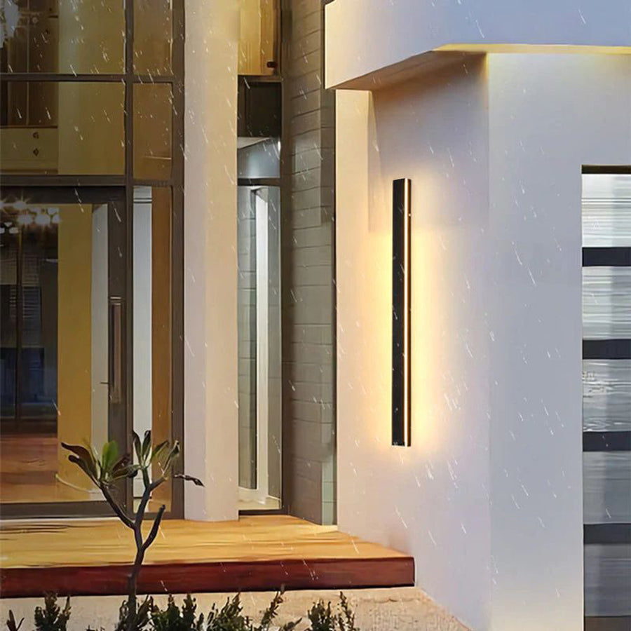 Wall light installed under a covered porch