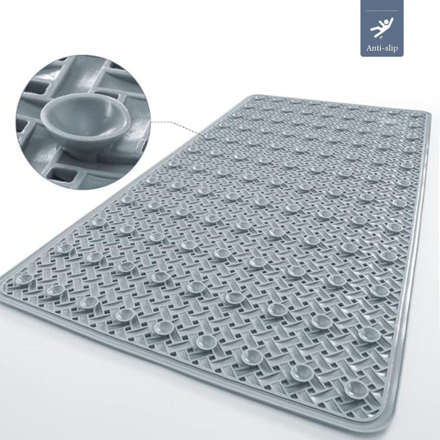 Underside view showing the suction cups on a shower mat
