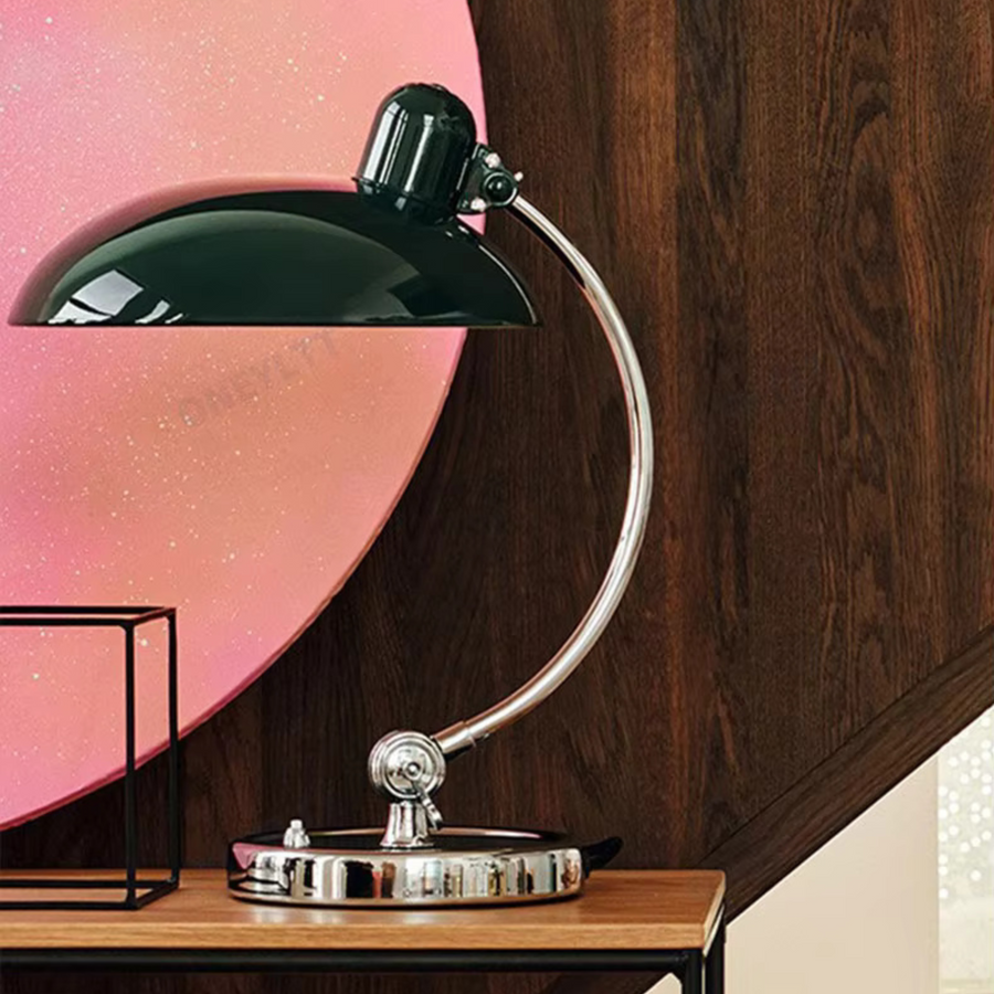 Side view showing the lamp's adjustable arm angle