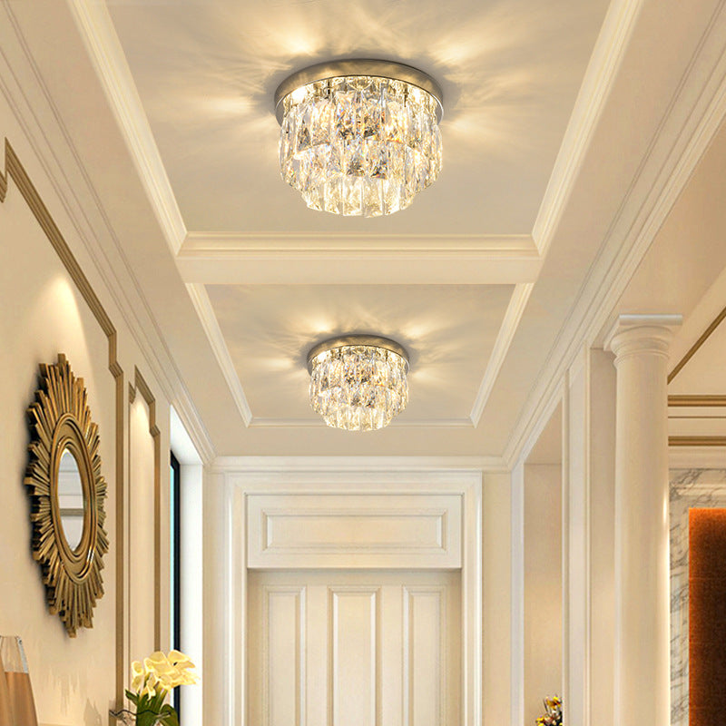 Silver Art Deco LED ceiling light mounted on ceiling