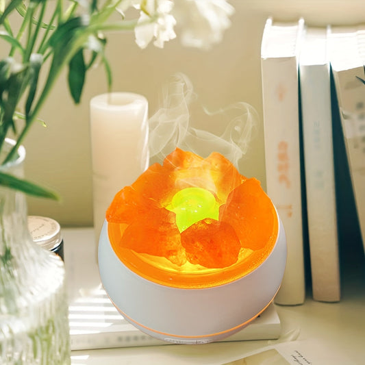 3-in-1 aroma diffuser with salt lamp on a table