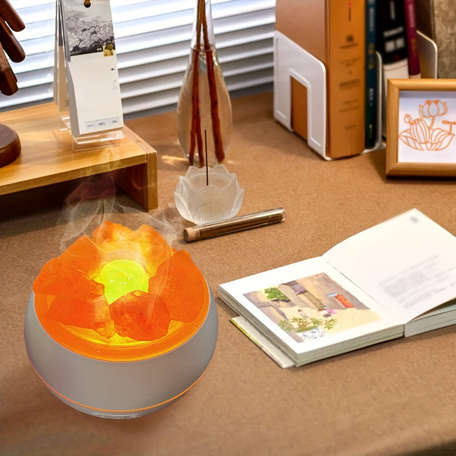 Top view of the aroma diffuser with salt lamp