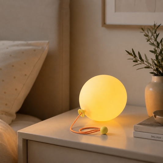 Balloon-shaped LED night light glowing softly in the dark