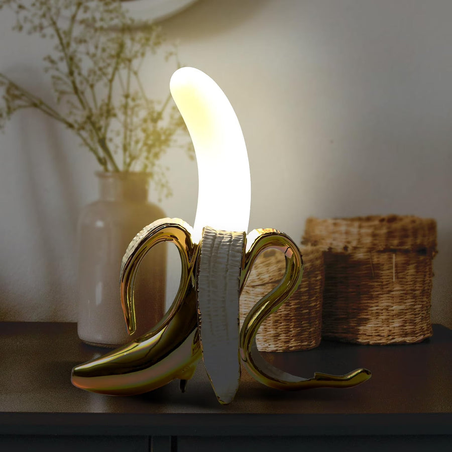 Banana table lamp shown from multiple angles