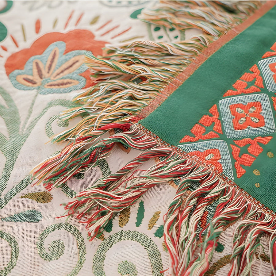 Texture detail of the washable boho throw blanket